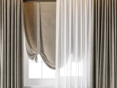 Hadi Curtain With Roman Blind 68 Low-poly 3D model