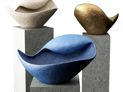 Blue shell vase ceramic Low-poly 3D model