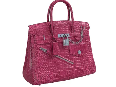 Hermes Birkin Rock Bag Pink Crocodile Low-poly 3D model