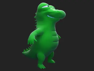 3D Alligator cartoon Low-poly 3D model