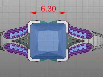 Princess Cut Engagement Ring 3D print model