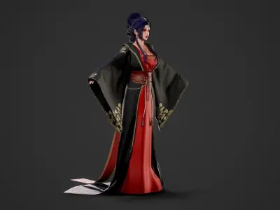 Chinese Noble Lady - Game Ready Low-poly 3D model