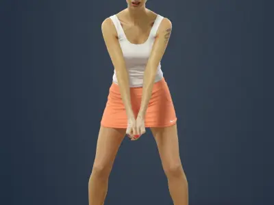 Aspiration Attractive Sports Woman playing Volleyball digging Low-poly 3D model