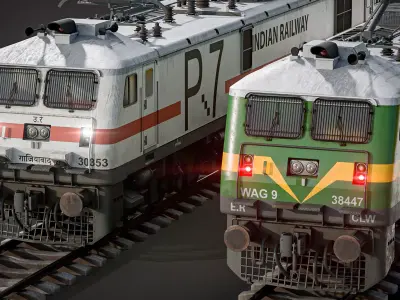 Indian Railway Locomotive Pack Low-poly 3D model