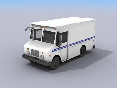 Mail Truck Low-poly 3D model