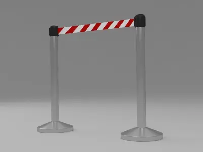 Barriers 5 metal barrier with stripes 3D model