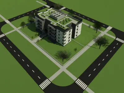 Residental building with underground garage 3D model