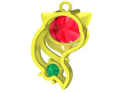 Luxury Floral Leaf Gemstone Pendant 3D Model for Fine Jewel 4608 3D print model