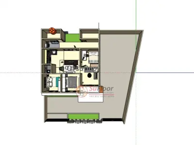 House 13x15m code 412 - Sketchup 3D model