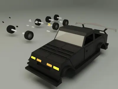 Car number 8 Low-poly 3D model