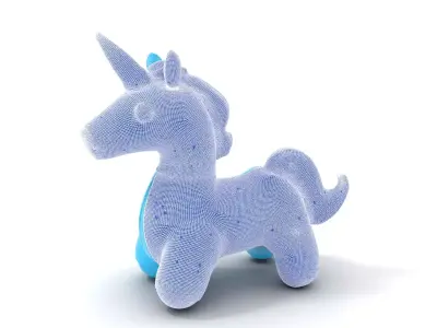 Blue Inflatable Unicorn model pack Low-poly 3D model