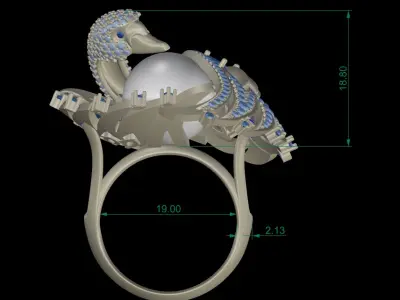 Majestic swan ring with a creative design 3D print model