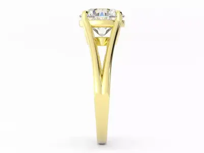 Split Shank Round Center Stone Engagement Ring 3D print model