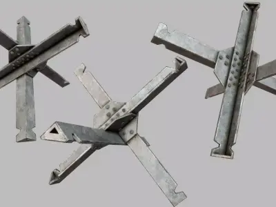 Hedgehog Anti-Tank Obstacle PBR Low-poly 3D model