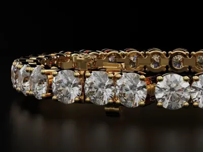 Tennic Braclet round gem 7mm 3D print model