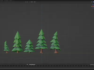 Cartoon Christmas Trees Low-poly 3D model
