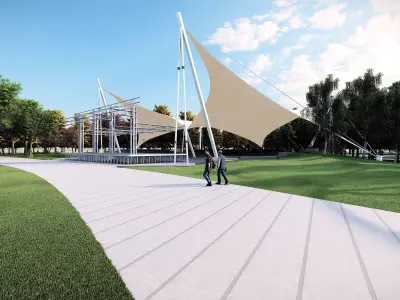 Canopy tent and concert scene 3D model