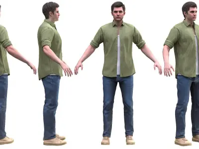 Man Casual Outfit - Modular - Rigged Low-poly 3D model