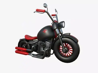 Motorcycle Cartoon A17 Black Red - Custom Vehicle Design Low-poly 3D model