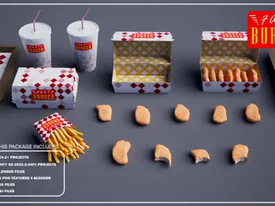 Chicken Nuggets Package Low-poly 3D model