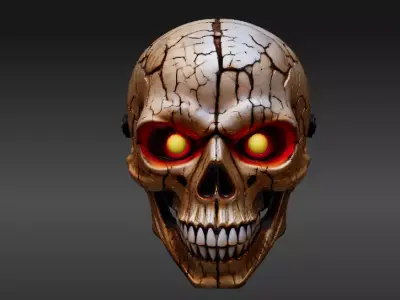 Pumpkin Skull Mask 3D Print Model Halloween Full Face Scary Mask 3D model