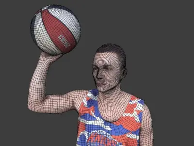 Basketball Player With a Ball Low-poly 3D model