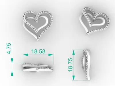 Double Heart Diamond Pendant 3D print model