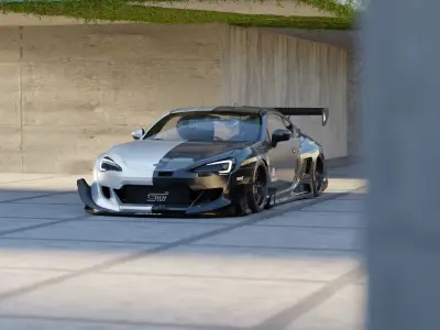 Car Render Scene 3D Blender File Textured 3D model