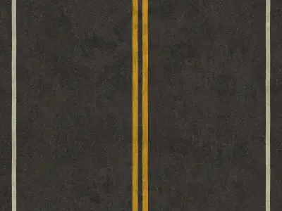 American Road Left Curve Low-poly 3D model