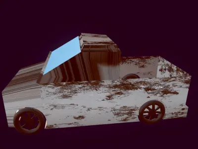 Game Ready Rusted Van Car Low-poly 3D model