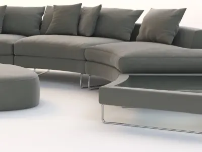 Half Moon Curved Sectional Sofa Fabric 3D model