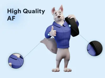 Cartoon Mascot Dog Rigged 3D model 3D model