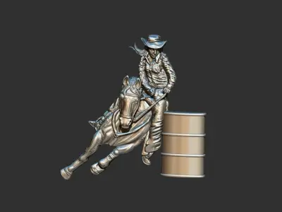 Woman Horse Barrel Racing 3D print model