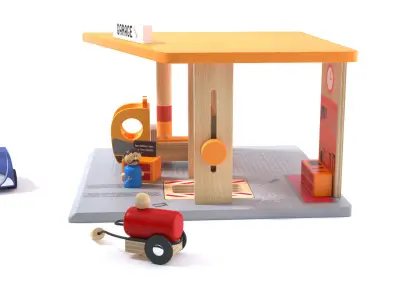 Garage wood toy Garage jouet en bois 3D model