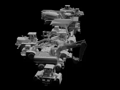 Construction Vehicles Pack Low-poly 3D model