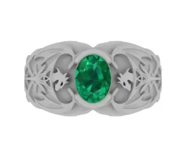 Anillo  con dragones celtas esmeralda 3D print model