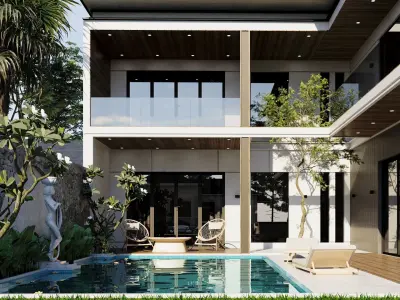 Exterior  luxary House Scene  3D model