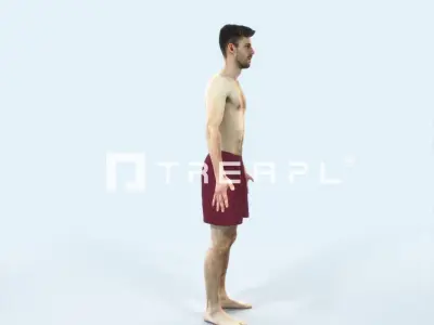 Posture F Beach Animated Rigged Sports Man Low-poly 3D model