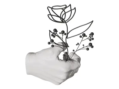 Puins Minimal Hand Sculpture Wire Flower  3D model