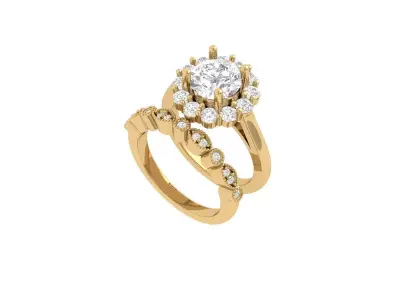 Solitaire-Ring-Bridal-Set 3D print model