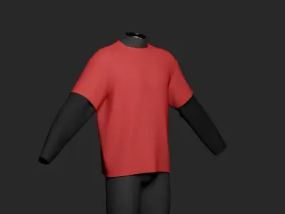 Casual 3D T Shirt Bundle 5 MD Models OBJ FBX Quad Low-poly 3D model