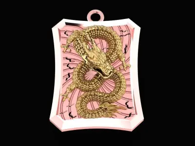 Luxury 3D Dragon Rectangular Pendant  31 3D print model