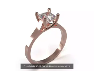 The Princess Cut Solitaire stl 3d printable ring Collection 3D Model Pack