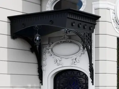 Classic iron wrought marquise-canopy-awning 3D model