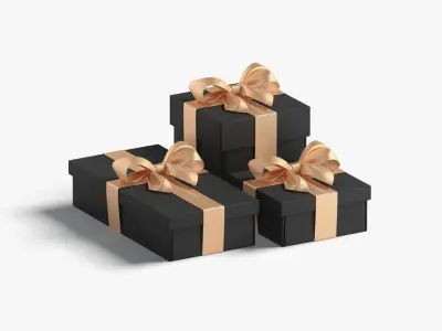 Gift boxes set - 3 box shapes Low-poly 3D model