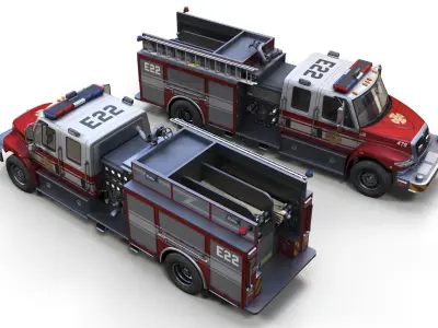 Durastar Crewcab Firetruck Low-poly 3D model
