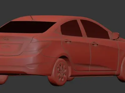 hyundai Accent 2015 Mid-Poly 3D model 3D model