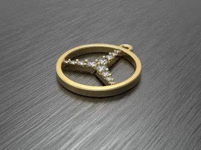 keychain mercedes benz emblem pendant 3D print model