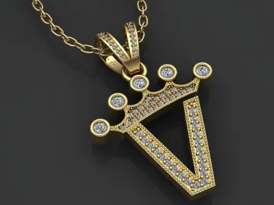 V letter pendant 3D print model