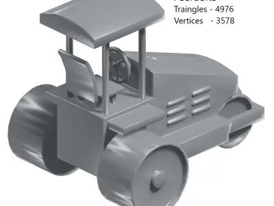 Games Road Roller Toy Low-poly 3D model